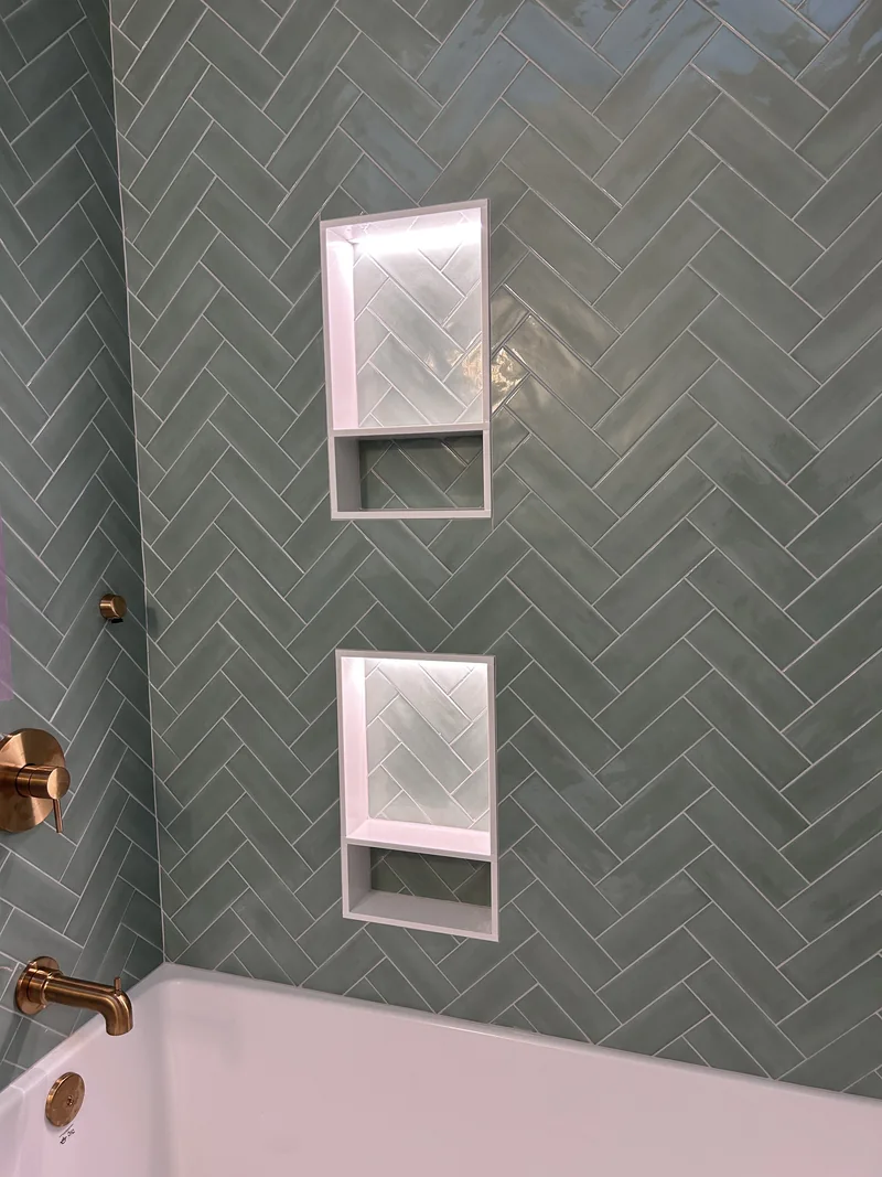 Bathroom renovation with precision tile work