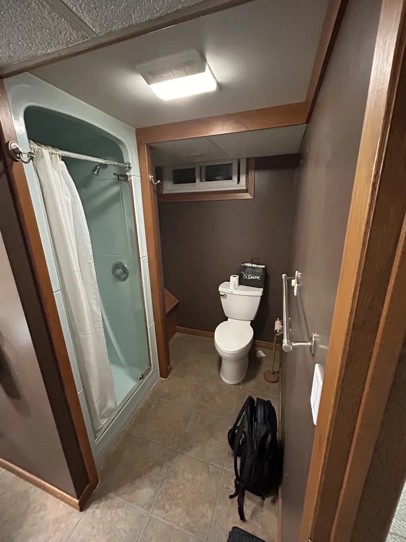 Basement bathroom renovation Dorchester Ontario – acrylic shower base installation