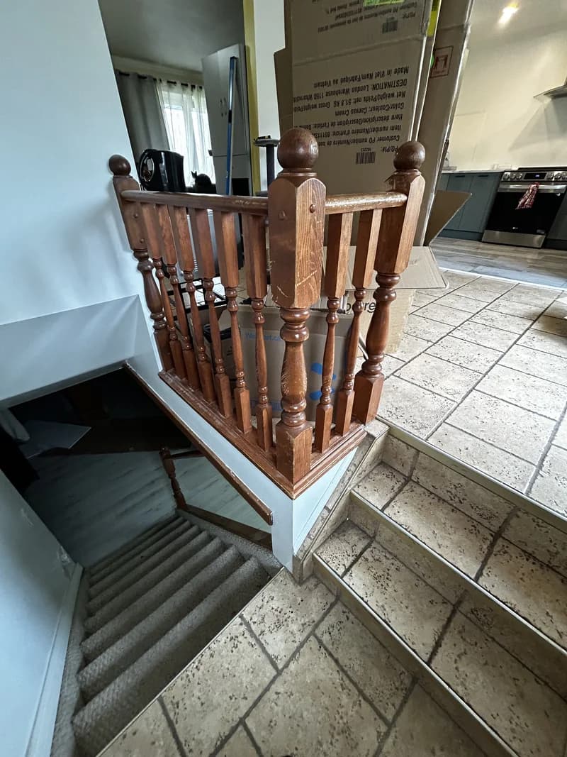 Basement staircase renovation Dorchester Ontario – vinyl step installation